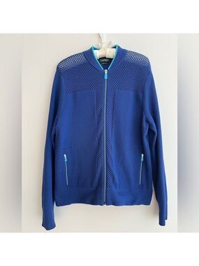 LAUREN RALPH LAUREN Active 100% Cotton Knit Full Zip Warm Up Jacket Activewear